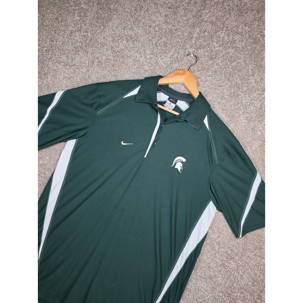 Nike Dri-FIT Michigan State Spartans Polo Shirt Mens Medium Green NCAA Sideline